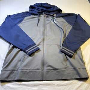 Sport-Tek New Trier Gray Blue Full Zip Hooded Jacket 2XL Athletic Warm-Up